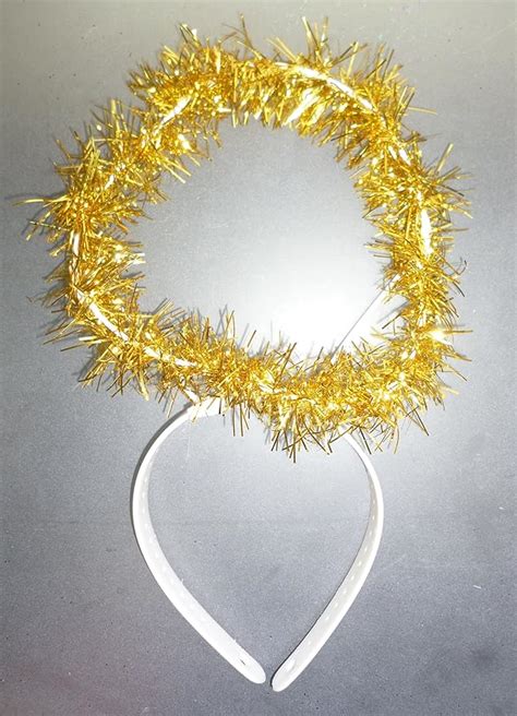 One Size Gold Tinsel Halo Headband Angelchristmas Fancy Dress Hw207