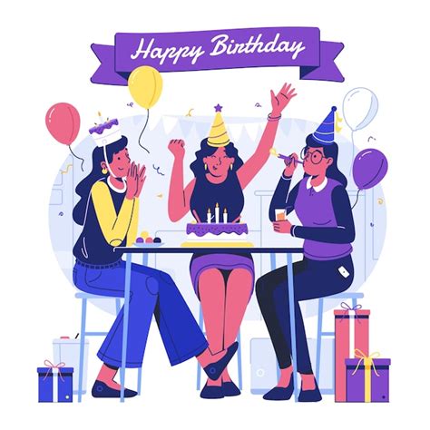 Premium Vector Flat Birthday Party Illustration