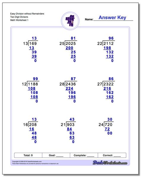 Long Division Practice Sheets