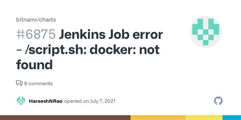 Jenkins Job Error Scriptsh Docker Not Found · Issue 6875