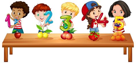 Kinder zählen die Nummern eins bis fünf 366463 Vektor Kunst bei Vecteezy