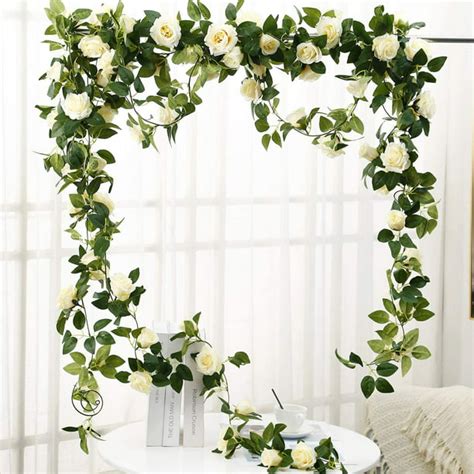 Romantic Rose Vine Artificial Garland Hanging Fake Rose Ivy Silk