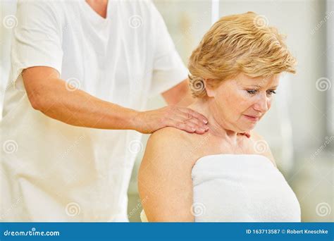 Senior Patient Gets A Neck Massage Stock Image Image Of Rehab Muscle