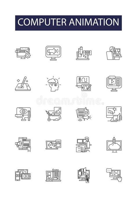 Computer Animation Line Vector Icons And Signs Animation 3d Cgi