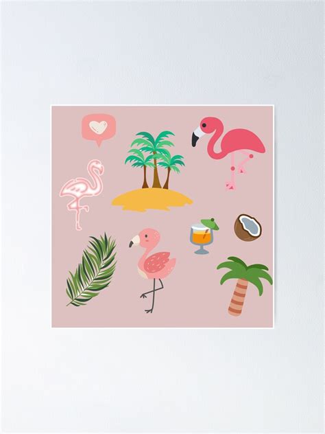 Cute Flamingos Sticker Pack Poster For Sale By Beskrajem Redbubble