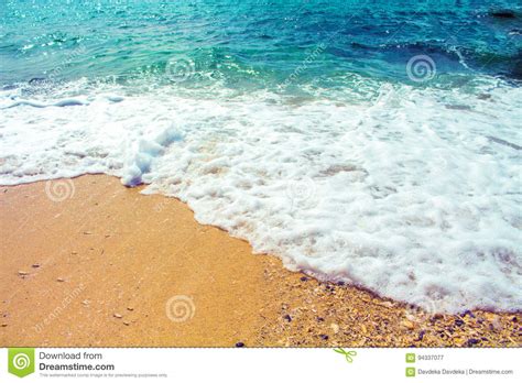 Seaside Landscape With Sand Beach And Sea Wave Turquoise