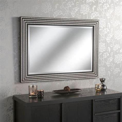 Hand finished · custom options · free shipping Black and Silver Line Rectangular Wall Mirror | HomesDirect365