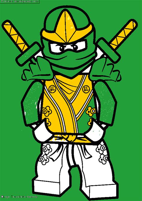 Coloriage Lloyd Ninjago vert Sans Dépasser