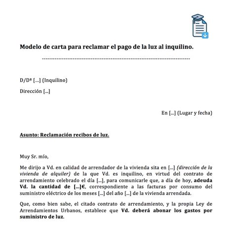 Modelo De Escrito Para Reclamar La Luz Al Inquilino Actualizado 2023