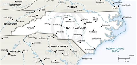North Carolina Printable Map Mapisto