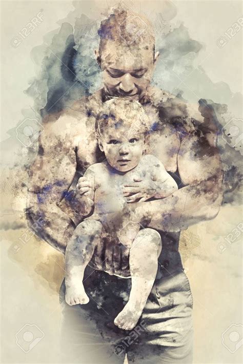 Father With Daughter Digital Watercolor Painting Hire An Artist To