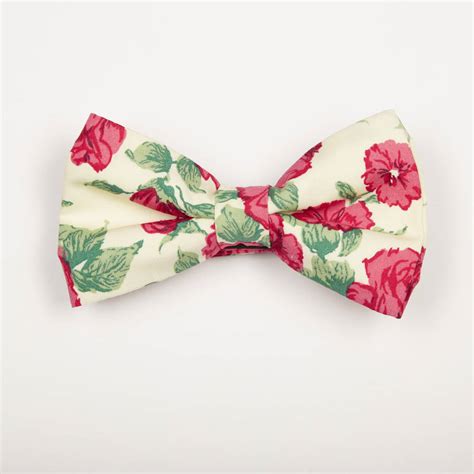 Bright Pink Floral Bow Tie By Dancys