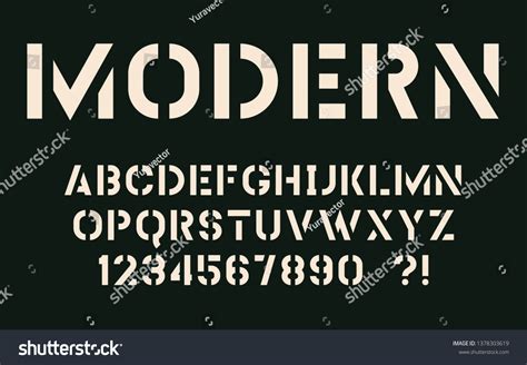 Modern Military Font Geometric Stencil Design เวกเตอร์สต็อก ปลอดค่า