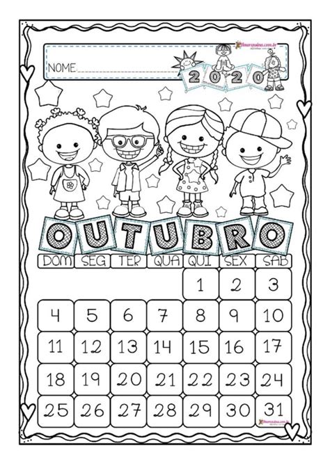 Calendário Do Mês De Outubro 2020