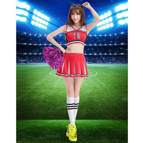 Seseria Filles Cheerleader Uniforme School Girl Costume Pom Pom Girl