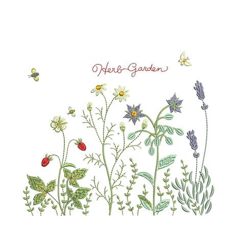 Wildflower Herb Garden Meadow Flower Machine Embroidery Spring Etsy