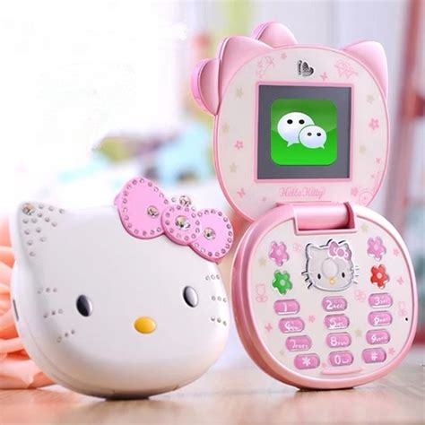 Cute Mini Hello Kitty Girl Phone K688 Quad Band Flip Cartoon Mobile
