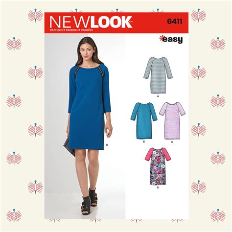New Look Pattern N6411 Misses Easy To Sew Shift Dress Sewing Dresses