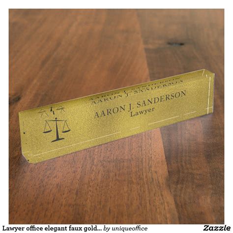 Lawyer Office Elegant Faux Gold Foil Scale Desk Name Plate Zazzle