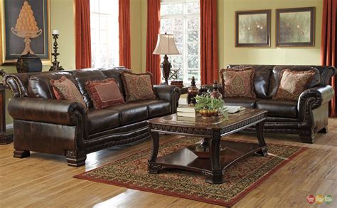 Traditional Style Living Room Furniture Brown Durablend W
