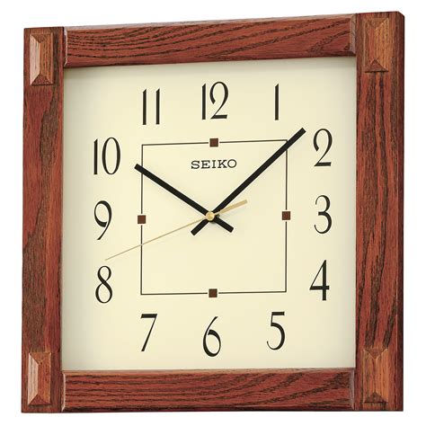 Seiko Brown Case Square Wall Clock Qxa469blh