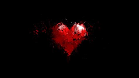 Minimalism Black Red Heart Paint Drop Hd Love Wallpaper Love