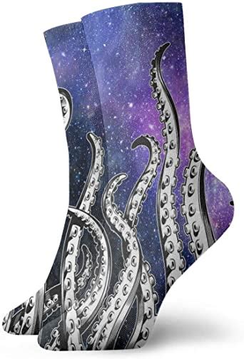 Octopus Tentacles Galaxy Space Pattern Novelty Short Crew Socks Casual