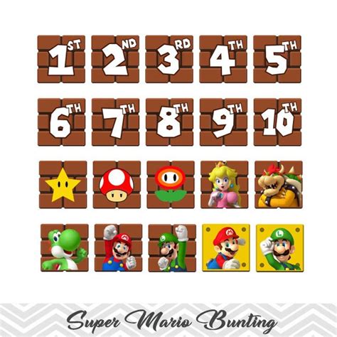 Printable Super Mario Banner Super Mario Birthday Party Etsy Letras