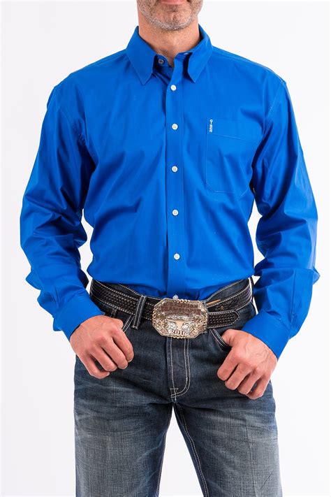 cinch jeans men s solid blue modern fit western button down shirt