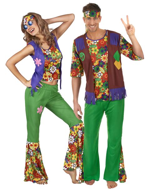 Flower Power Paarkostüm Hippie Verkleidungen Für Erwachsene Bunt