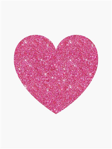 Pink Glitter Heart Printed Image Sticker For Sale By Mhea Redbubble