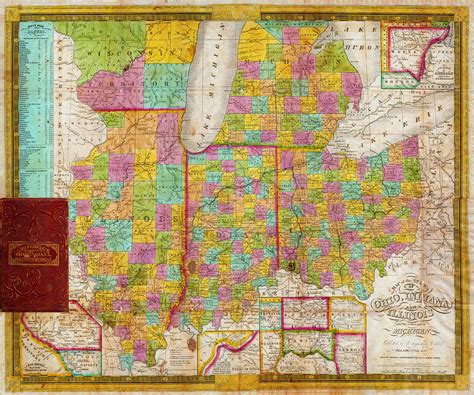 Map Of Ohio Indiana Illinois And Michigan Painting By Celestial Images