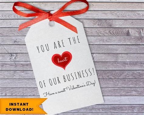 .skewers • gift wrapper • dollar bills • paper clips • pizza box • valentine's day card • decorative hearts • sticky note • thick cardboard • chocolate • plastic make it easy! PRINTABLE Business Heart Appreciation Tag Download, Client ...