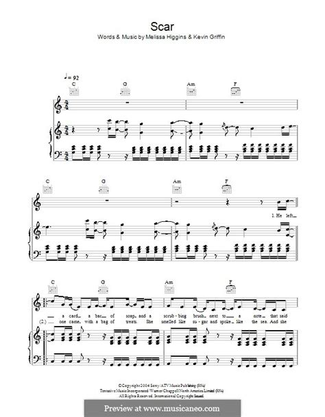 Free, curated and guaranteed quality with ukulele chord charts, transposer and auto scroller. Scar (Missy Higgins) by K. Griffin, M. Higgins - sheet ...