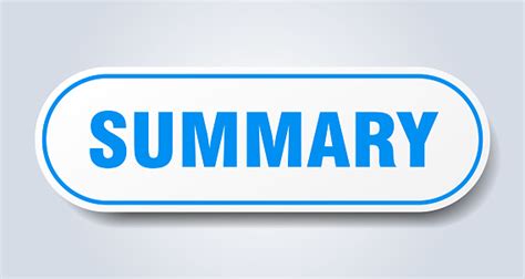Summary Sign Summary Rounded Blue Sticker Summary Stock Illustration