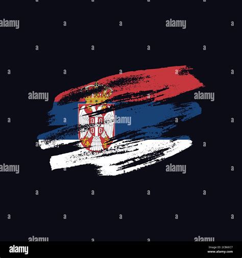 Grunge Textured The Serbian Flag Vector Brush Painted Flag Of Republic