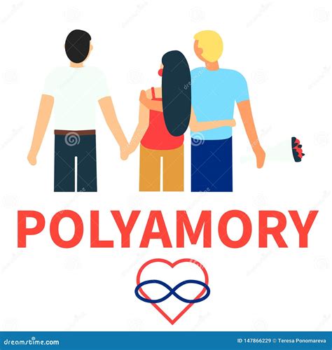 flat illustration of partners polyamorous love open romantic and sexual relationships
