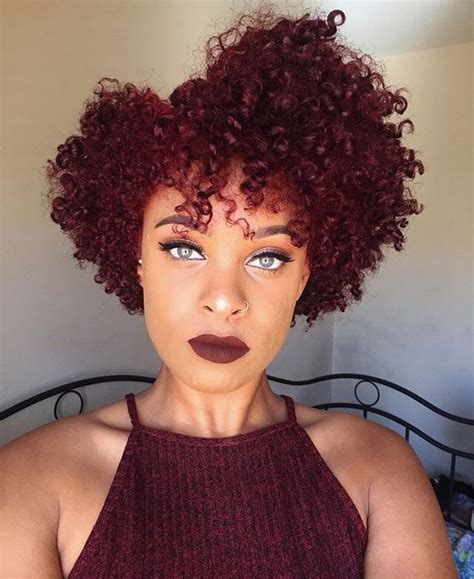 Updo hairstyles for black women amaze with their beauty, sophistication and creativity. Burgundy tresses … | Burgundy natural hair, Tapered ...