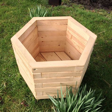 Hexagonal Wooden Planter Small Next Day Delivery Gabe And Jenny Homes