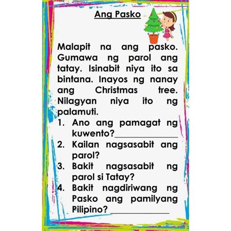 Tagalog Reading Comprehension 40 Pages Colored Lazada Ph