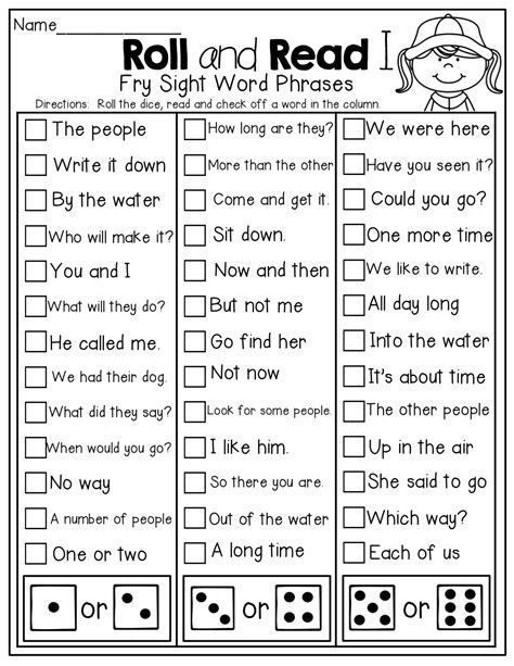 Roll And Read A Sight Word Phrase Such A Fun Way To Practice Fluency