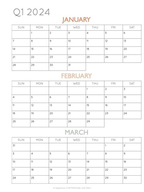 2024 3 Month Quarterly Calendar Printables Free Hey Donna