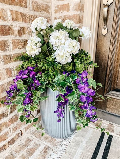 How To Fill An Outdoor Planter With Artificial Flowers And Faux Plants