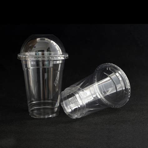 Pp Plastic Cup With Dome Cover 16oz 500ml 90mm Caliber Clear Disposable Blister Juice Boba Tea Cup