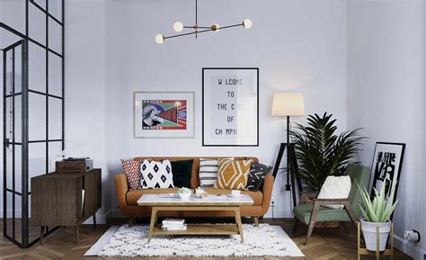 The living room is where the family gathers so this space must be cozy and warm while maintaining simplicity. Earthy Eclectic Scandinavian Style Interior