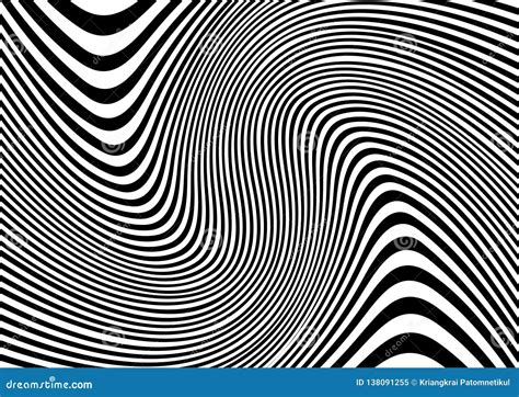 Abstract Distorted Lines Black And White Background Stock Vector