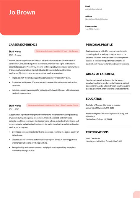 Nursing Cv Best Nurse Cv Examples In The Uk