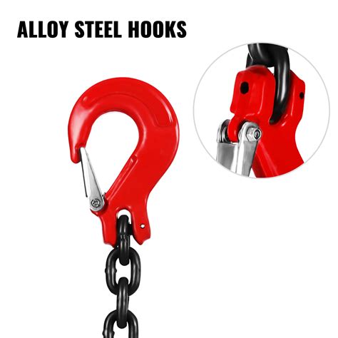 VEVOR 5/16" 5ft/10ft G80 Chain Sling w/4 Legs Sling Hooks Alloy Steel