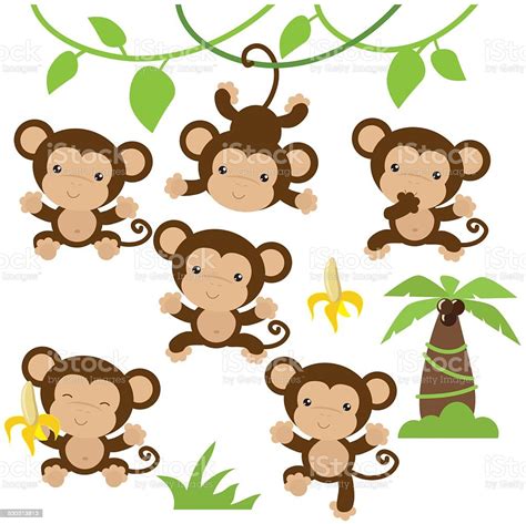 Cute Monkey Vector Illustration Stock Vector Art And More Images Of
