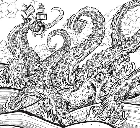 Sea monster in a storm - Coloring pages for you